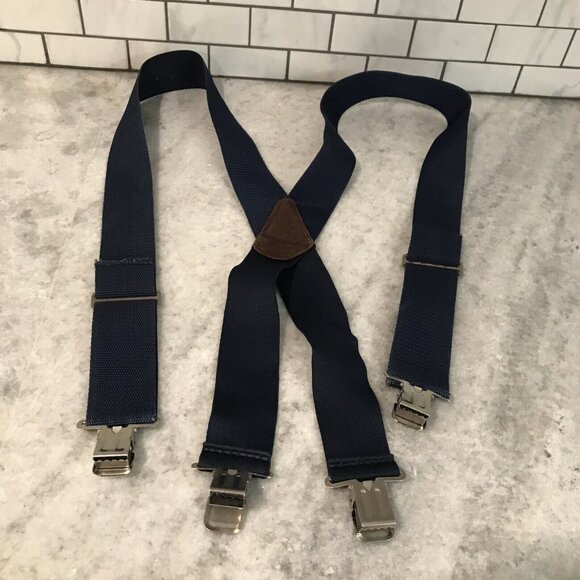 McGuire Nicholas Suspenders Mens Wide Blue Silver Clamps Festival Eclectic Grand - Picture 6 of 6